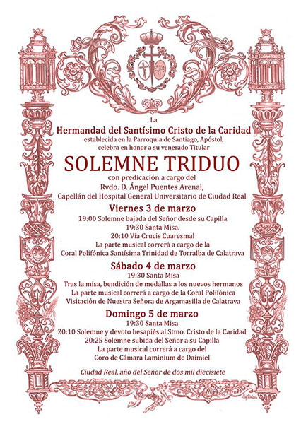 Solemne Triduo en Honor al Stmo. Cristo de la Caridad