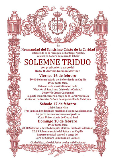 Triduo en honor al Stmo. Cristo de la Caridad