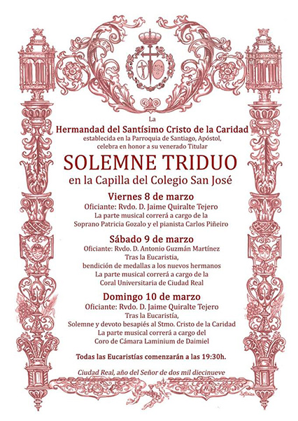 Solemne Triduo en honor al Stmo. Cristo de la Caridad.