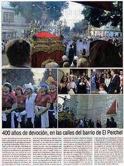 Crónica de la salida procesional extraordinaria con motivo del IV Centenario de la Hermandad del Stmo. Cristo de la Caridad. Diario Lanza. 16 de septiembre de 2012.